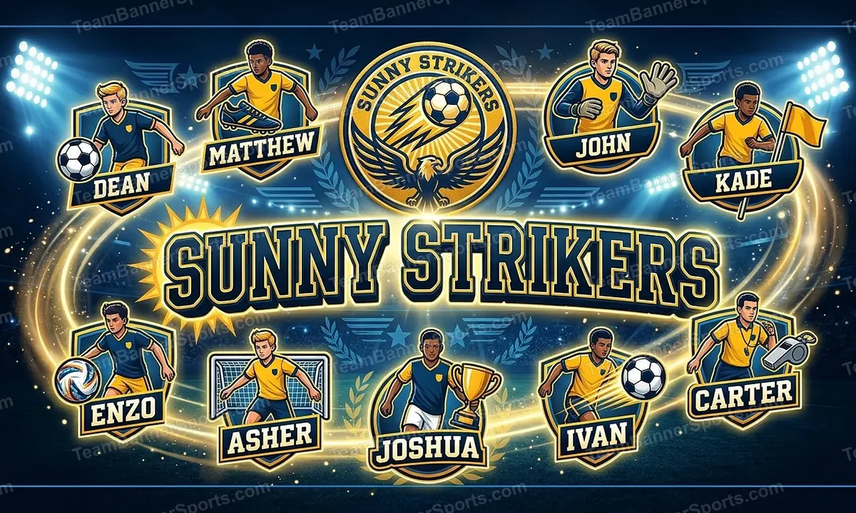 Sunny Strikers soccer team banner created with AI