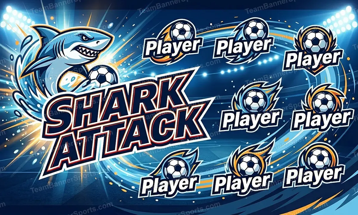 Shark Attack soccer team banner created with AI