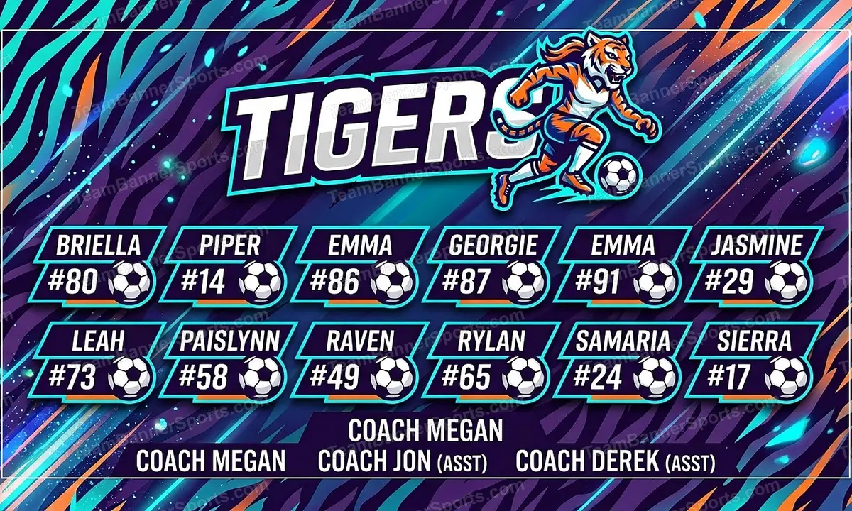 Tigers soccer team banner created with AI