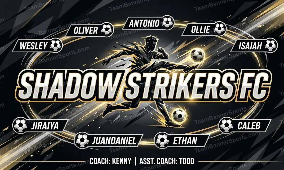 Shadow Strikers FC soccer team banner created with AI