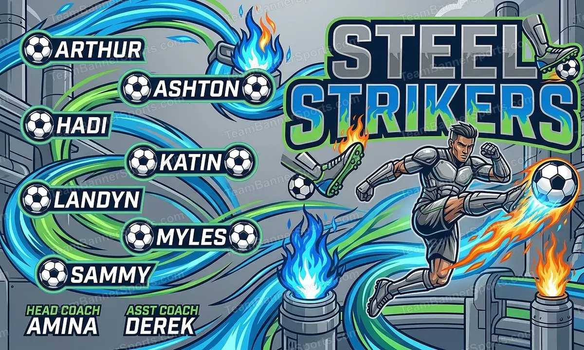Steel Strikers soccer team banner created with AI