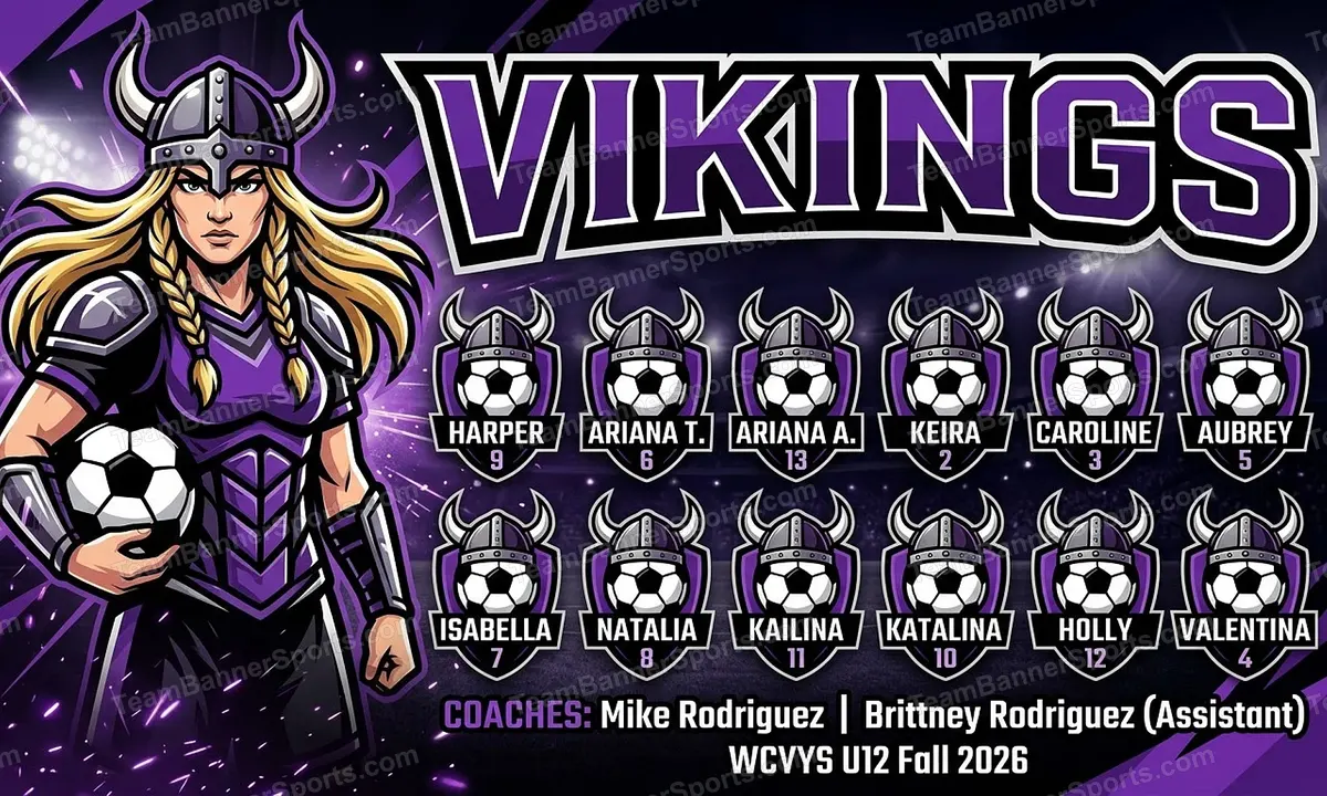 Vikings soccer team banner created with AI