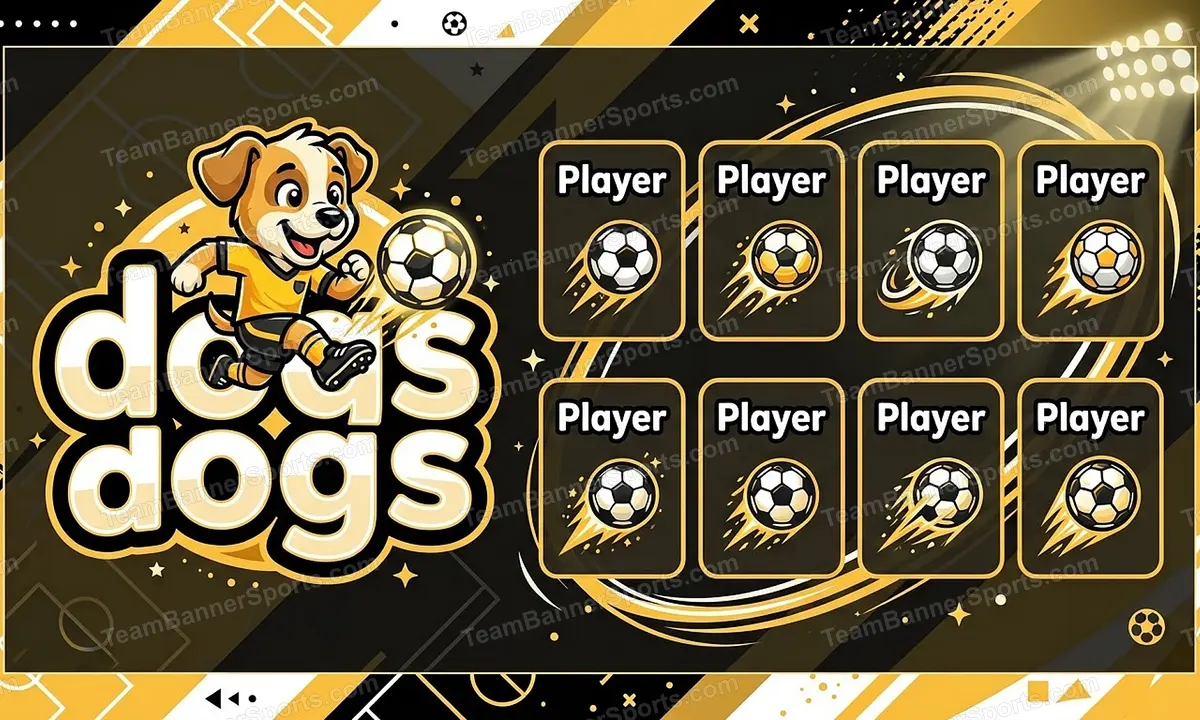 dogs soccer team banner created with AI