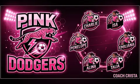 Pink Dodgers Soccer AI image template