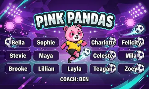 Pink Pandas Soccer AI image template
