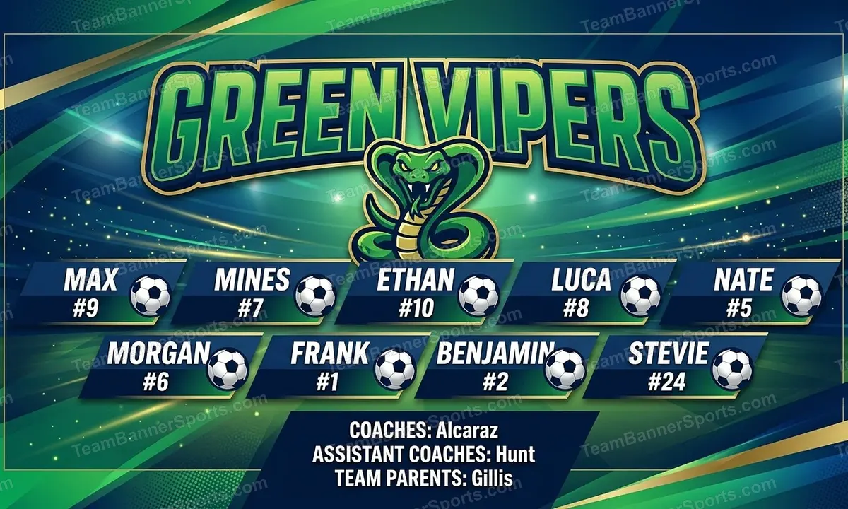 Green vipers soccer team banner created with AI