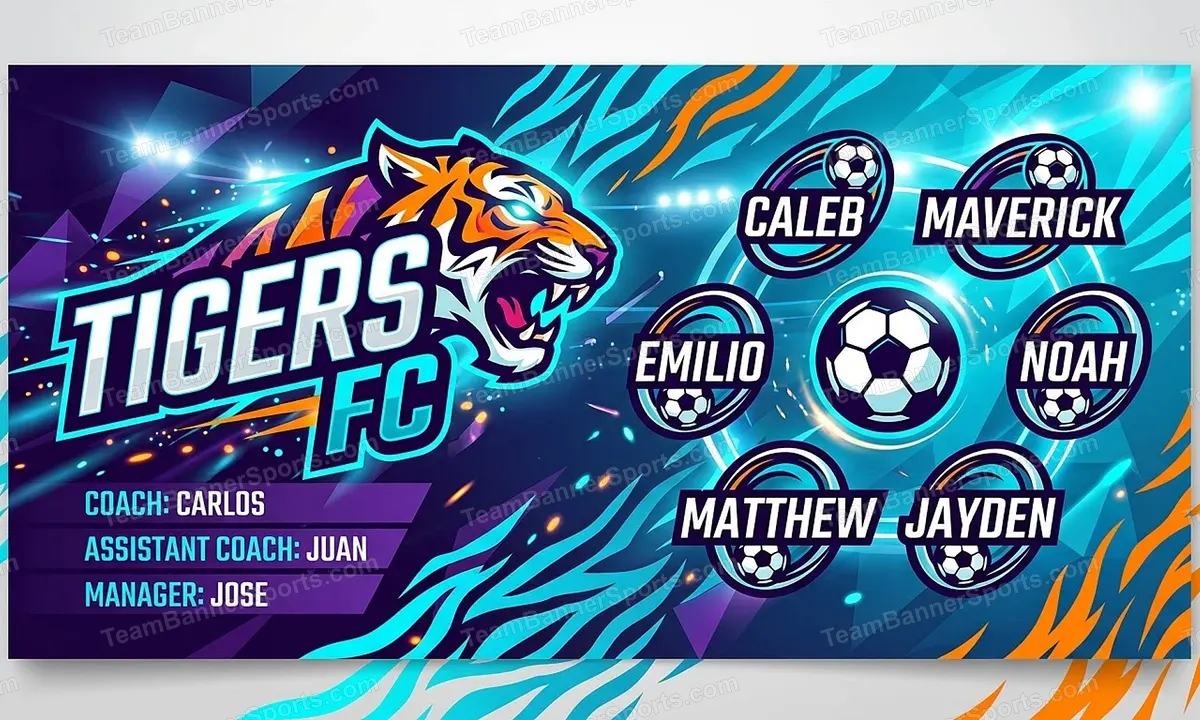 Tigers FC soccer team banner created with AI
