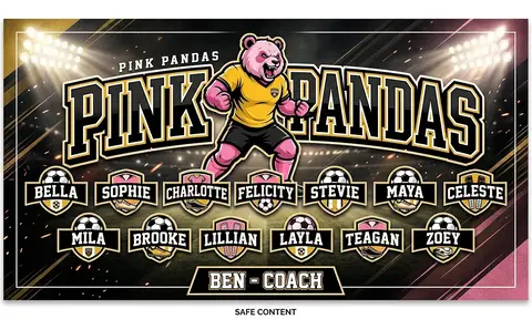 Pink Pandas Soccer AI image template