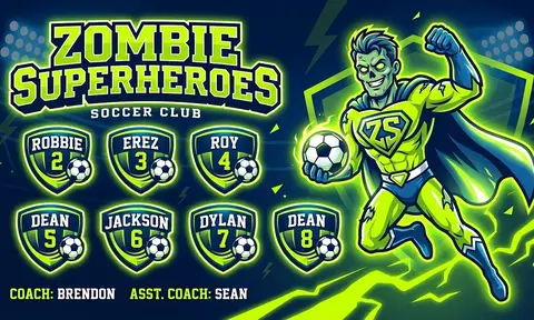 Zombie Superheroes Soccer AI image template