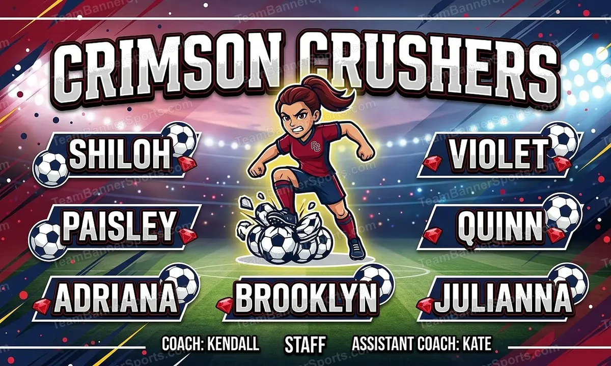 Crimson crushers soccer team banner created with AI