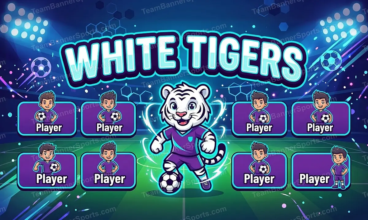 White Tigers soccer team banner created with AI
