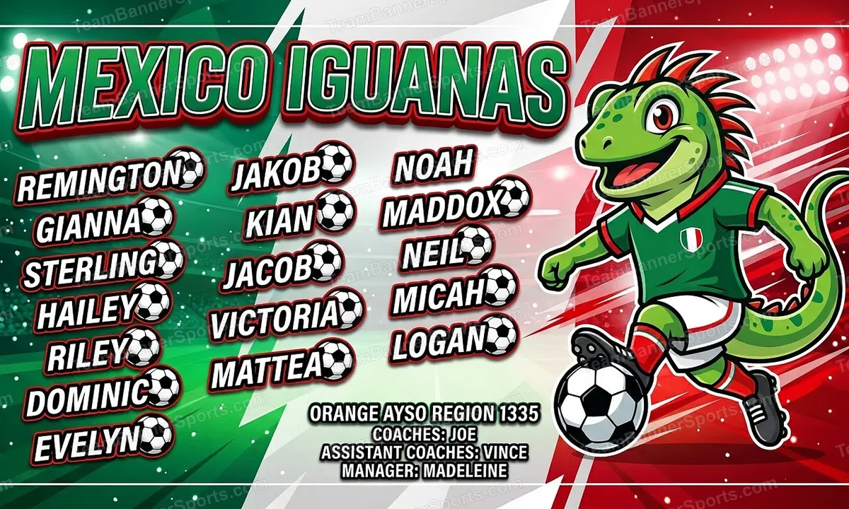 Mexico Iguanas soccer team banner created with AI