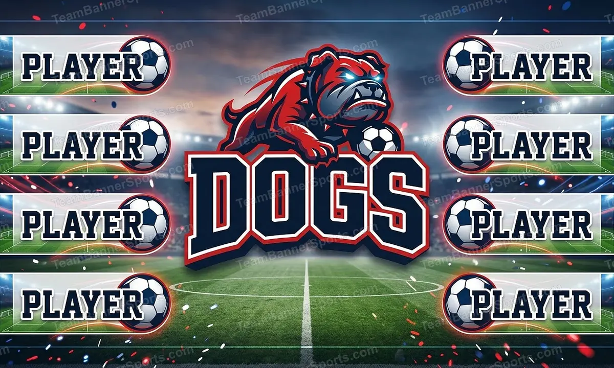dogs soccer team banner created with AI