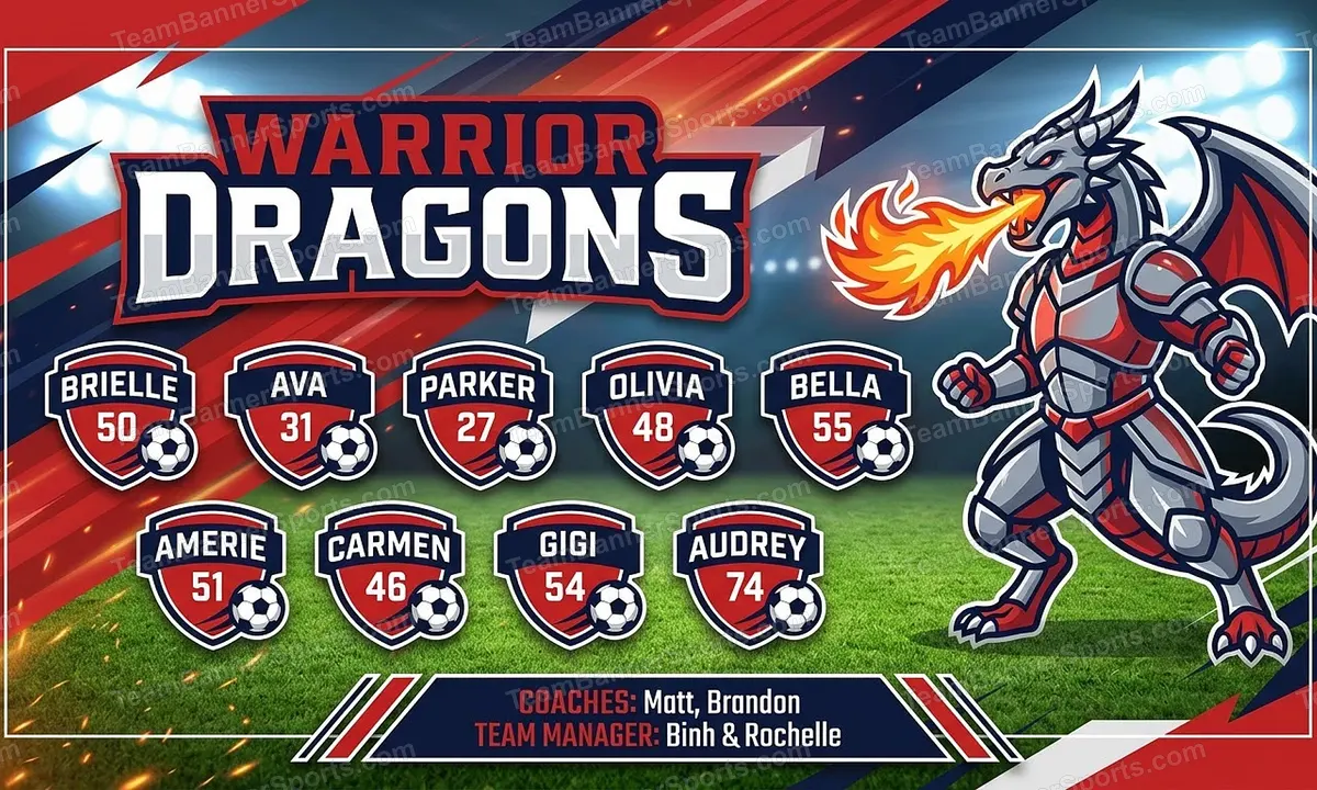 Warrior Dragons soccer team banner created with AI