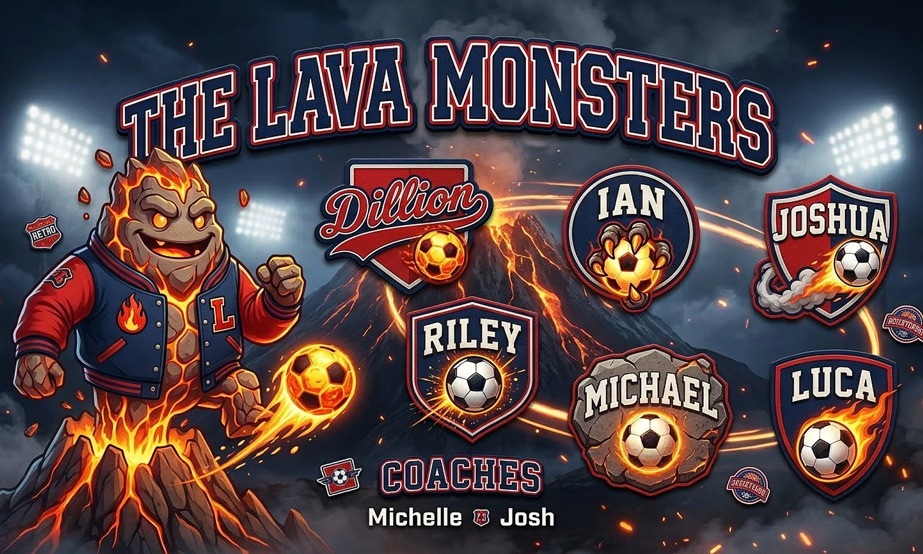 The Lava Monsters soccer team banner created with AI