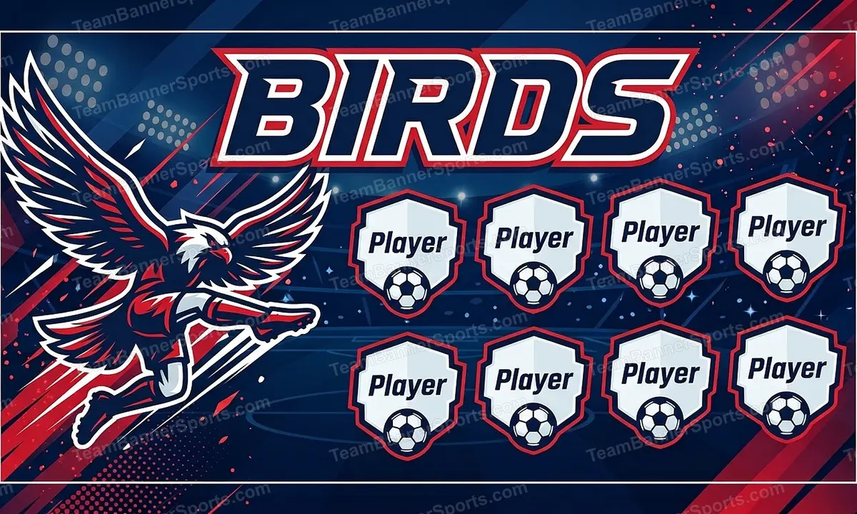 birds soccer team banner created with AI