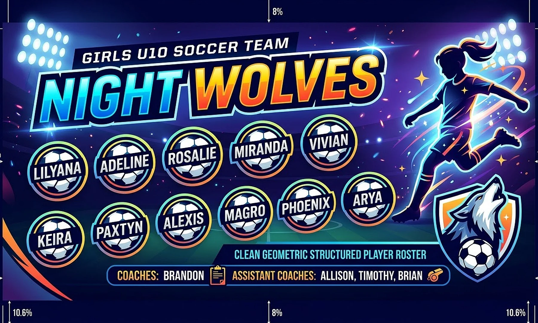 night wolves soccer team banner created with AI