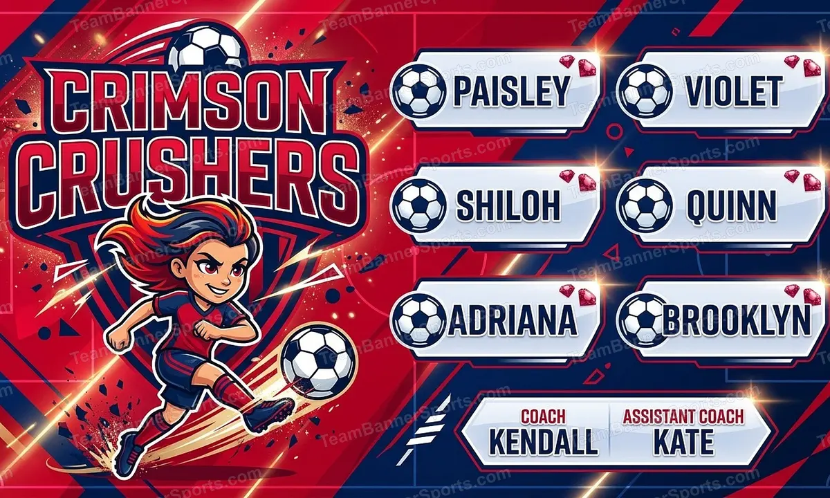 Crimson crushers soccer team banner created with AI