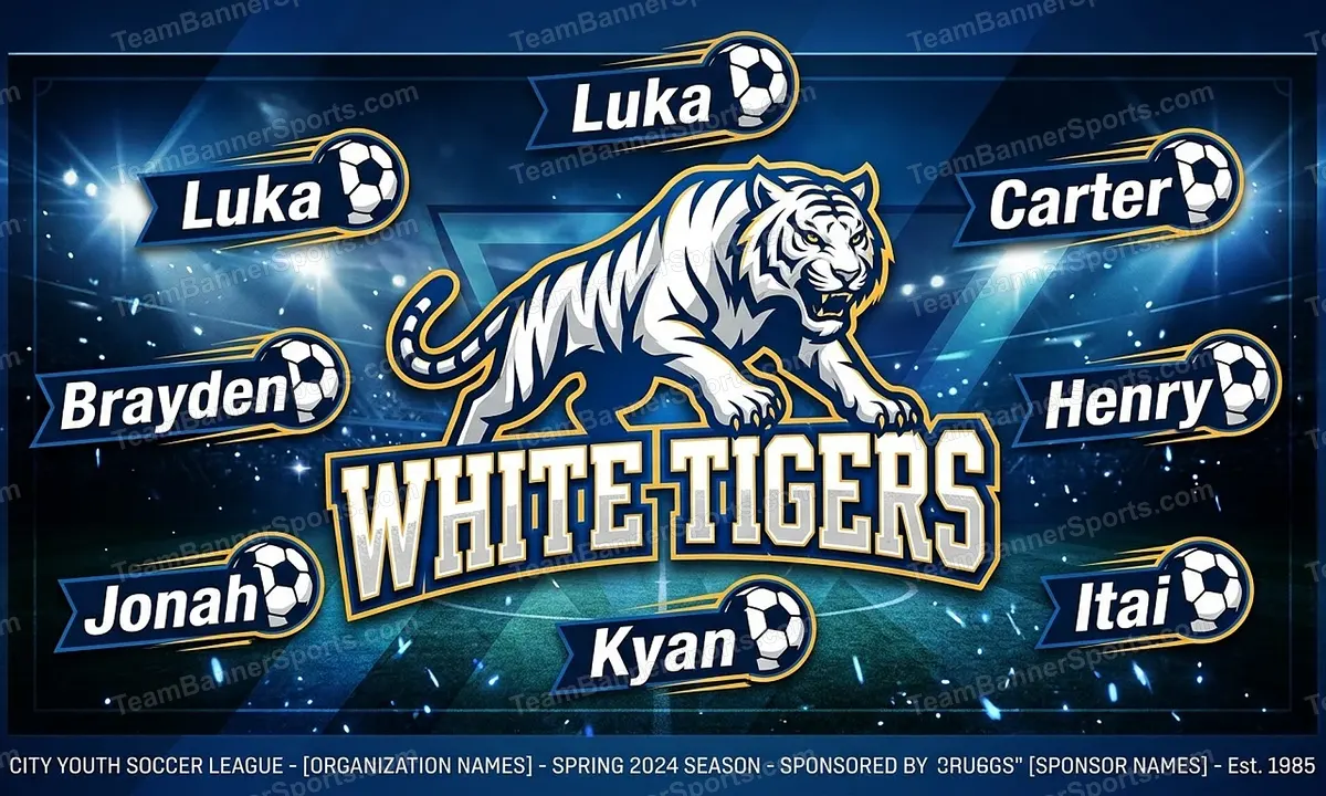 White Tigers soccer team banner created with AI