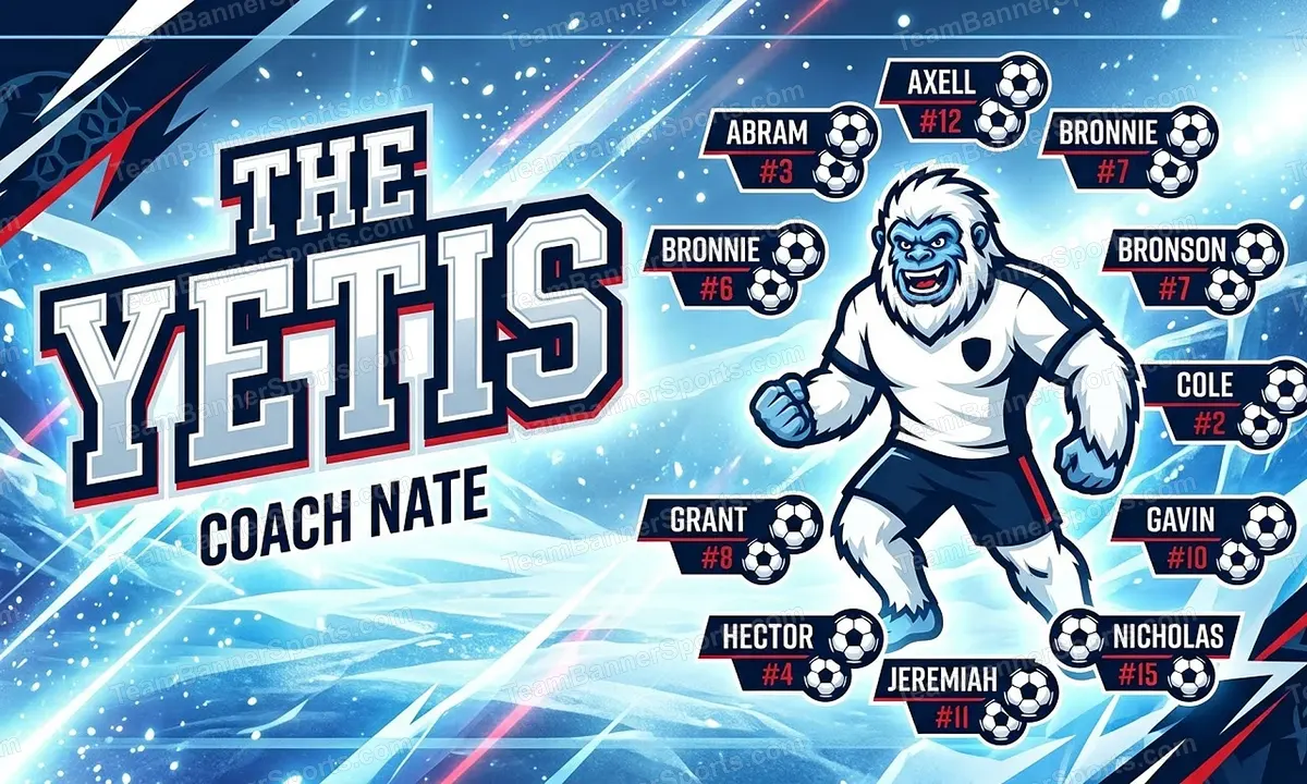 The Yetis soccer team banner created with AI