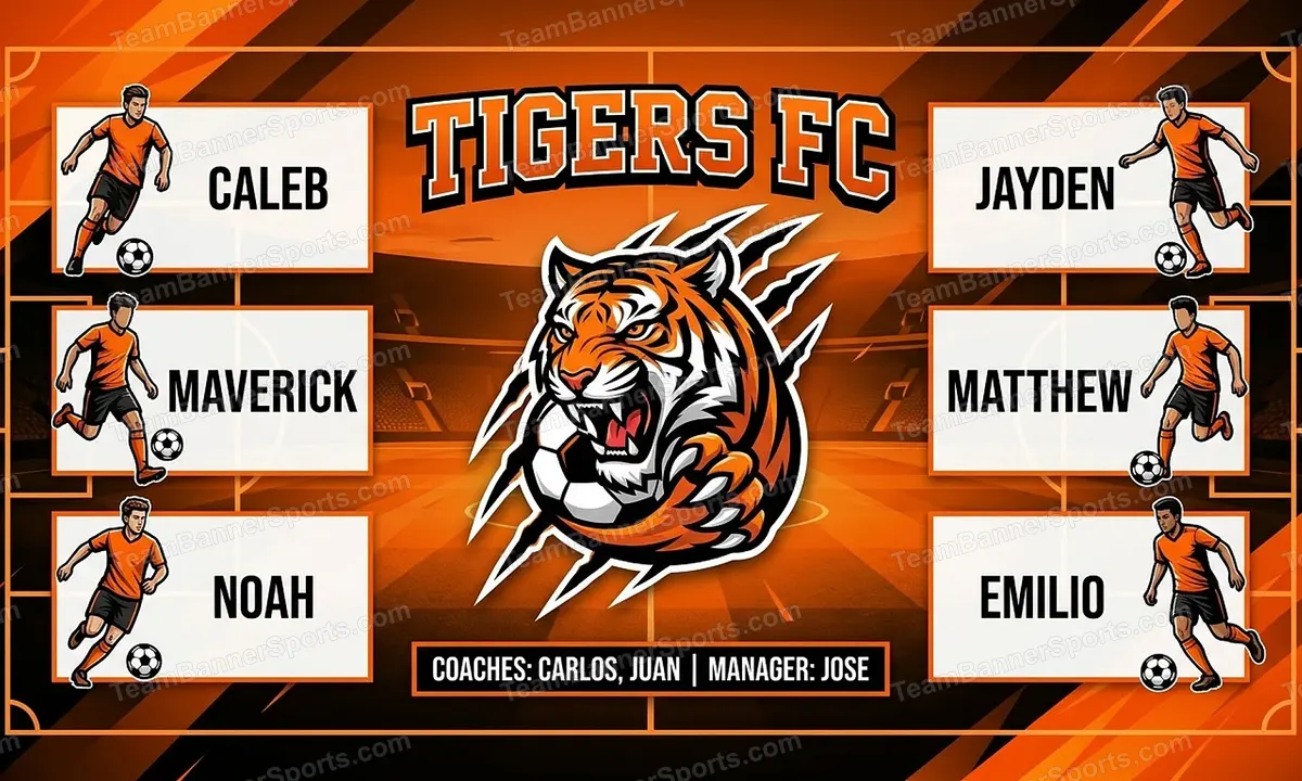 Tigers FC soccer team banner created with AI
