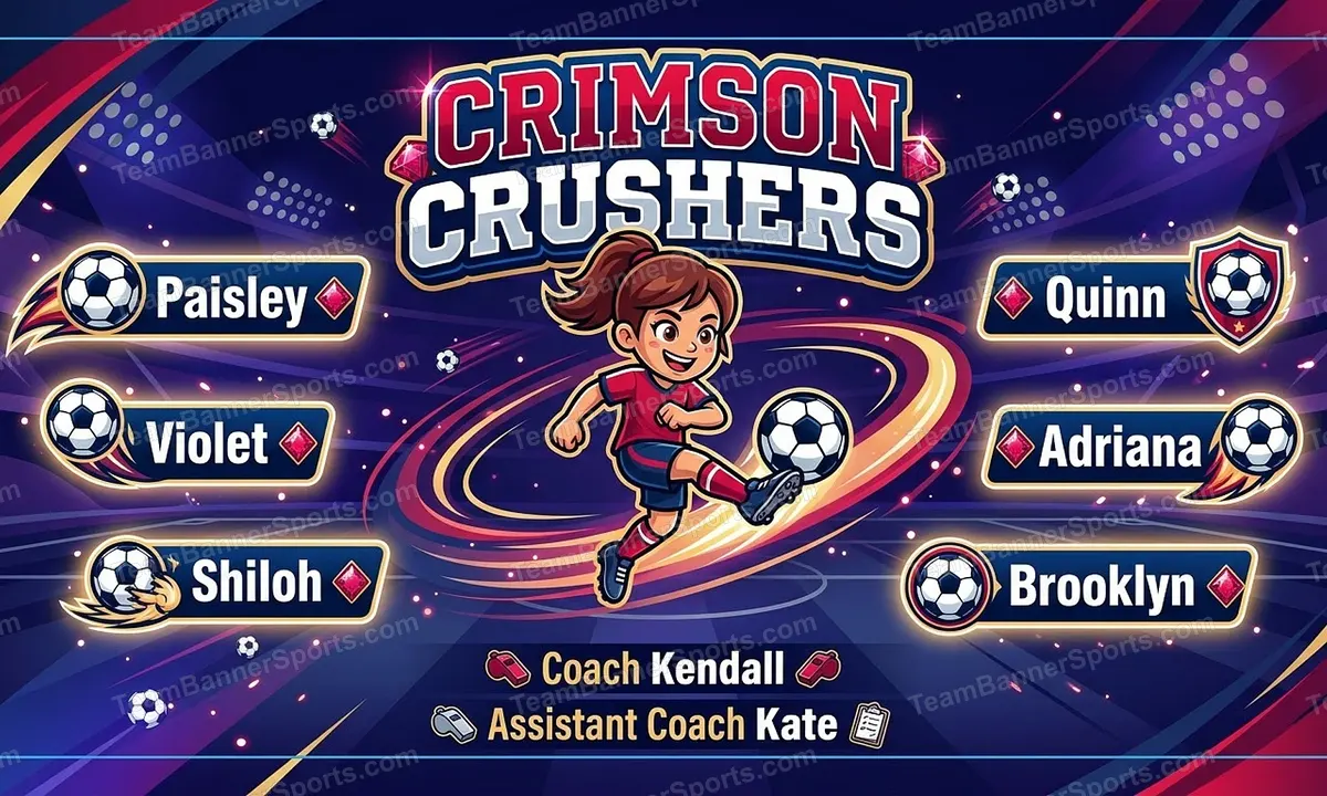 Crimson crushers soccer team banner created with AI