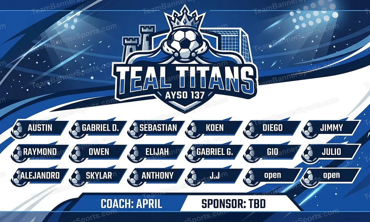 Teal Titans soccer team banner created with AI