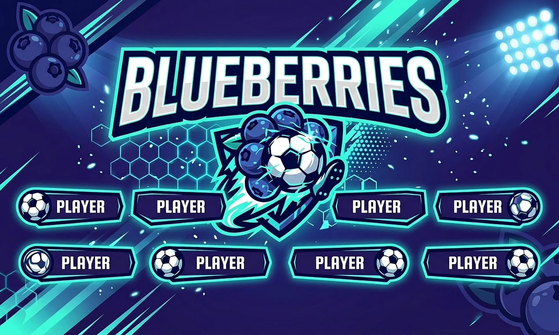 Blueberries soccer team banner created with AI