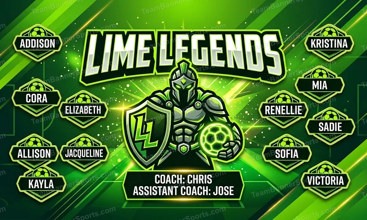 Lime Legends soccer team banner created with AI