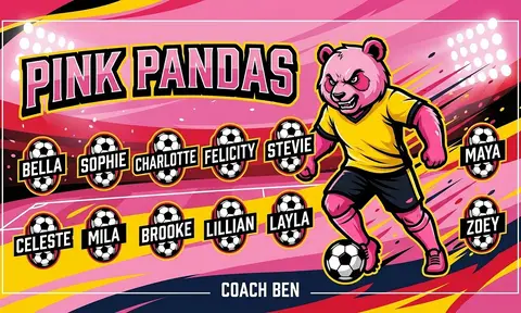 Pink Pandas Soccer AI image template