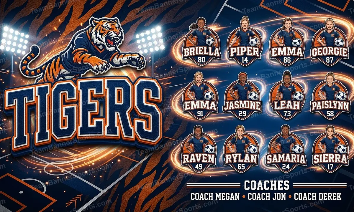 Tigers soccer team banner created with AI