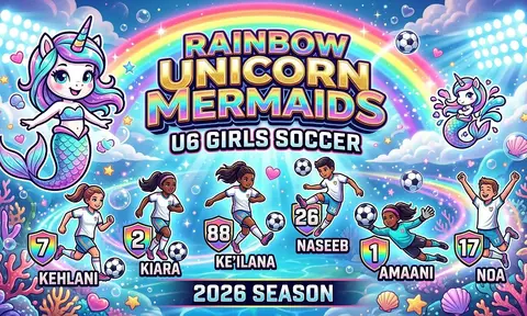 Rainbow Unicorn Mermaids Soccer AI image template