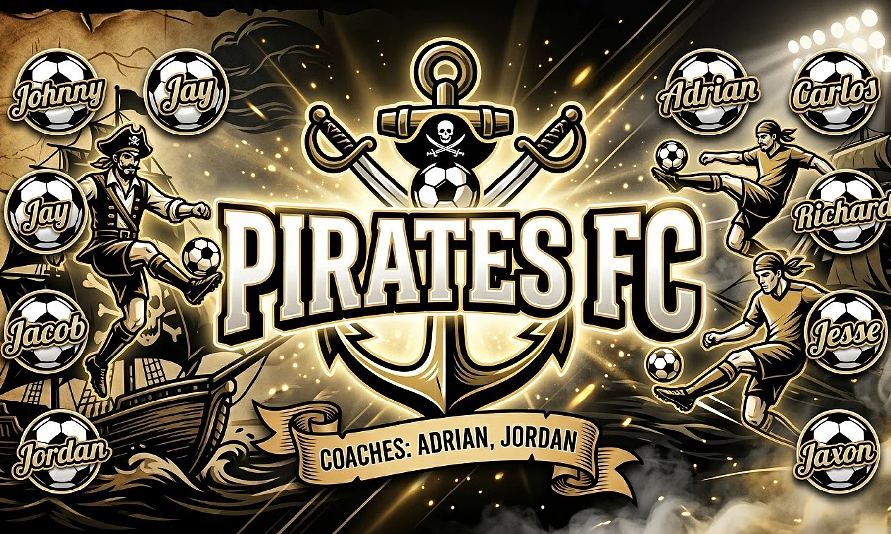 Pirates FC soccer team banner created with AI