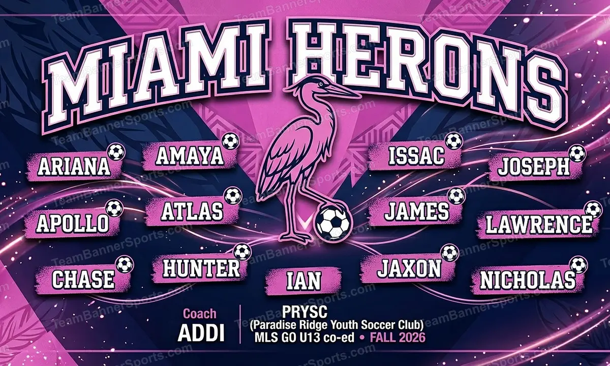 Miami Herons soccer team banner created with AI