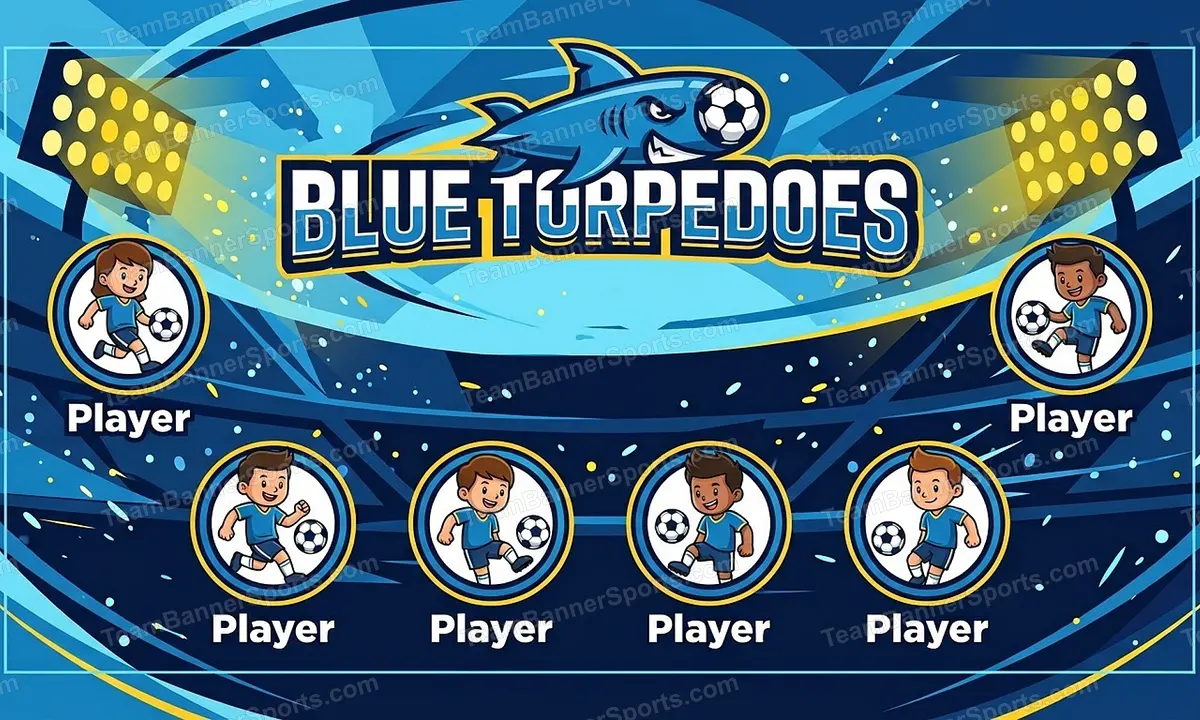 Blue Torpedoes soccer team banner created with AI
