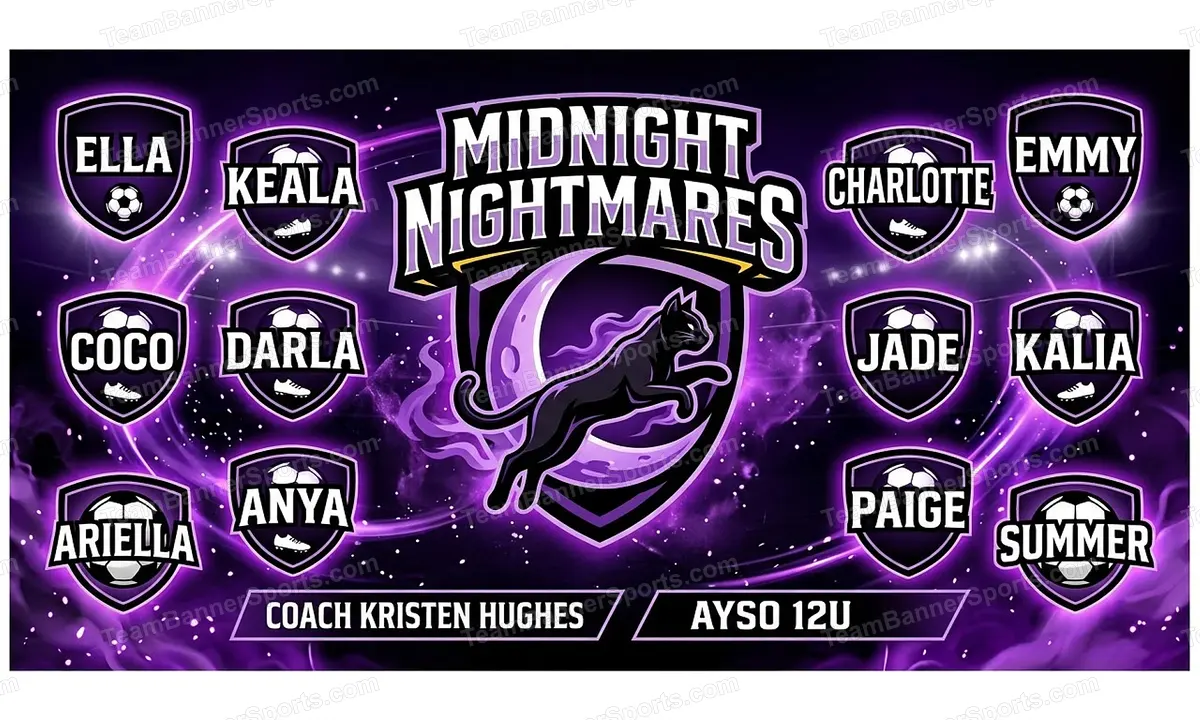 Midnight Nightmares soccer team banner created with AI