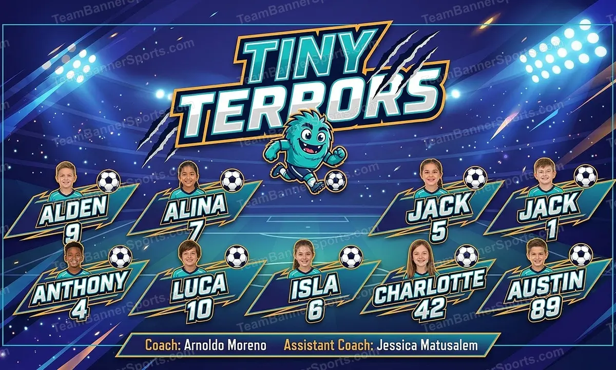 Tiny Terrors soccer team banner created with AI