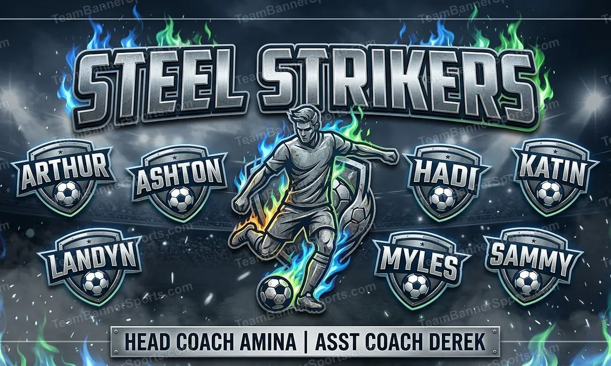 Steel Strikers soccer team banner created with AI