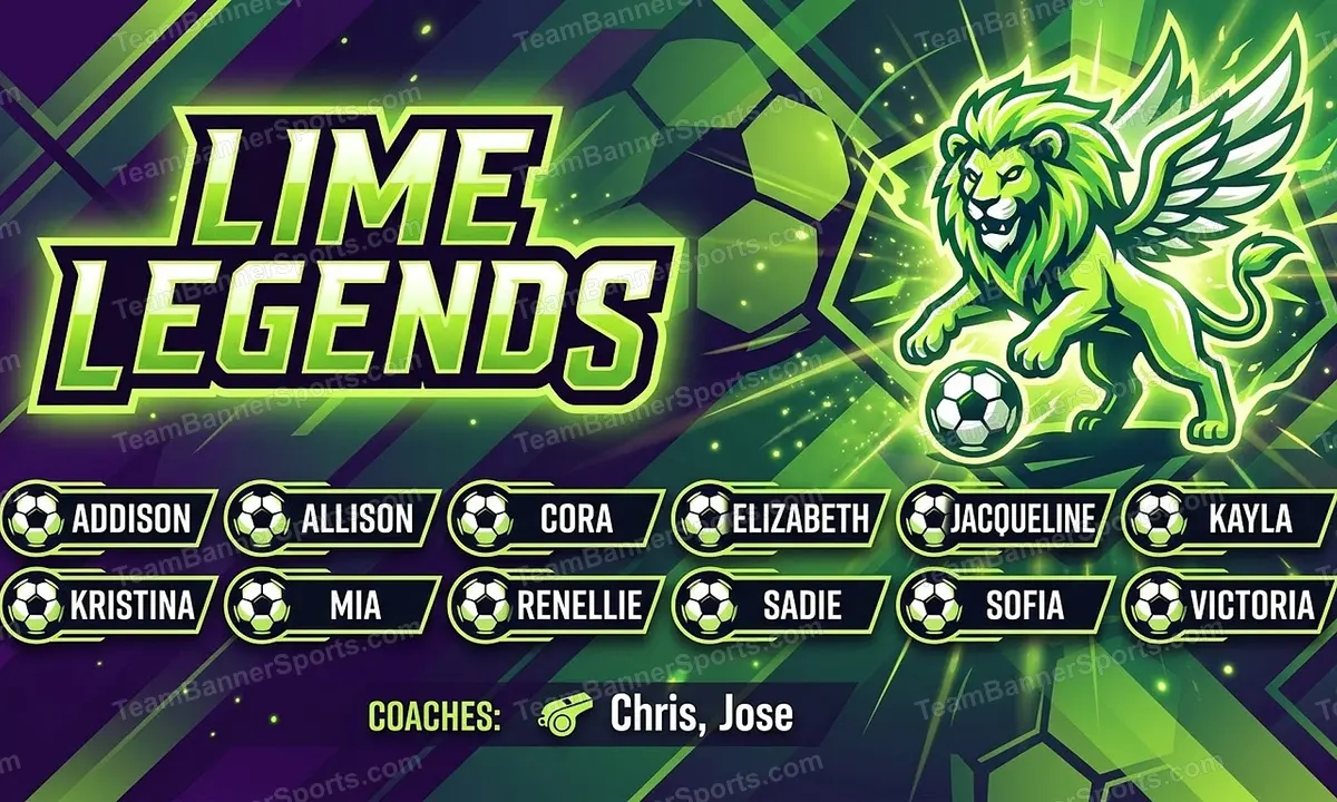 Lime Legends soccer team banner created with AI