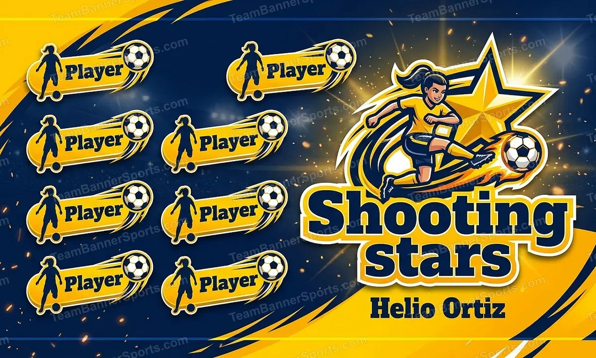 Shooting stars soccer team banner created with AI