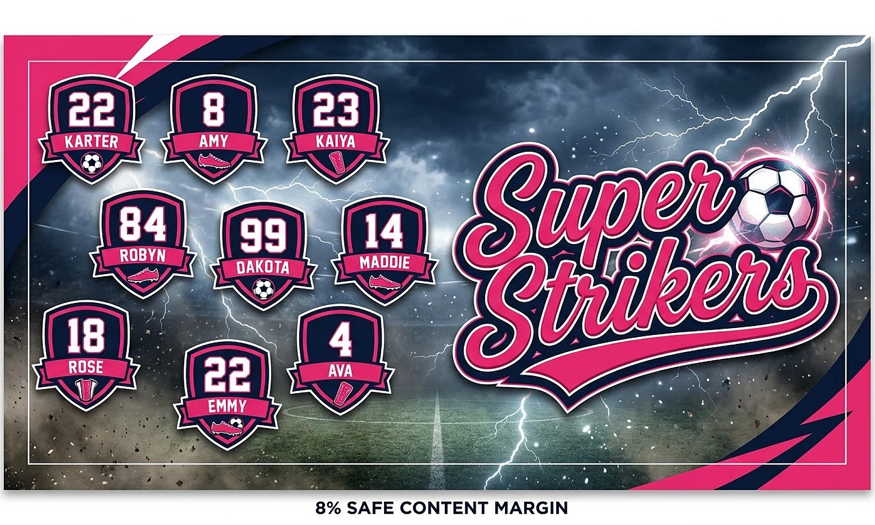 Super Strikers soccer team banner created with AI