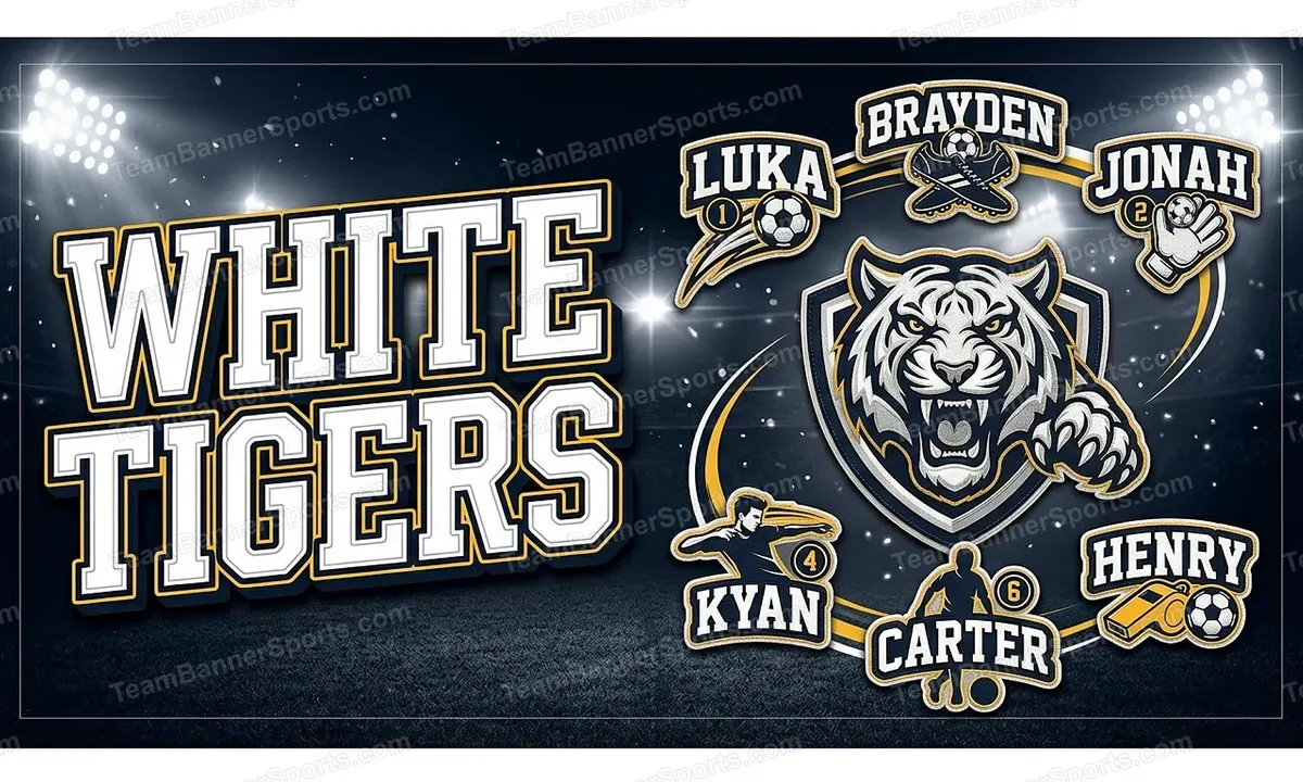 White Tigers soccer team banner created with AI