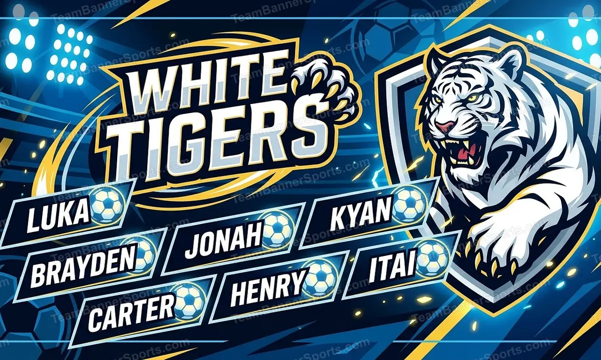 White Tigers soccer team banner created with AI