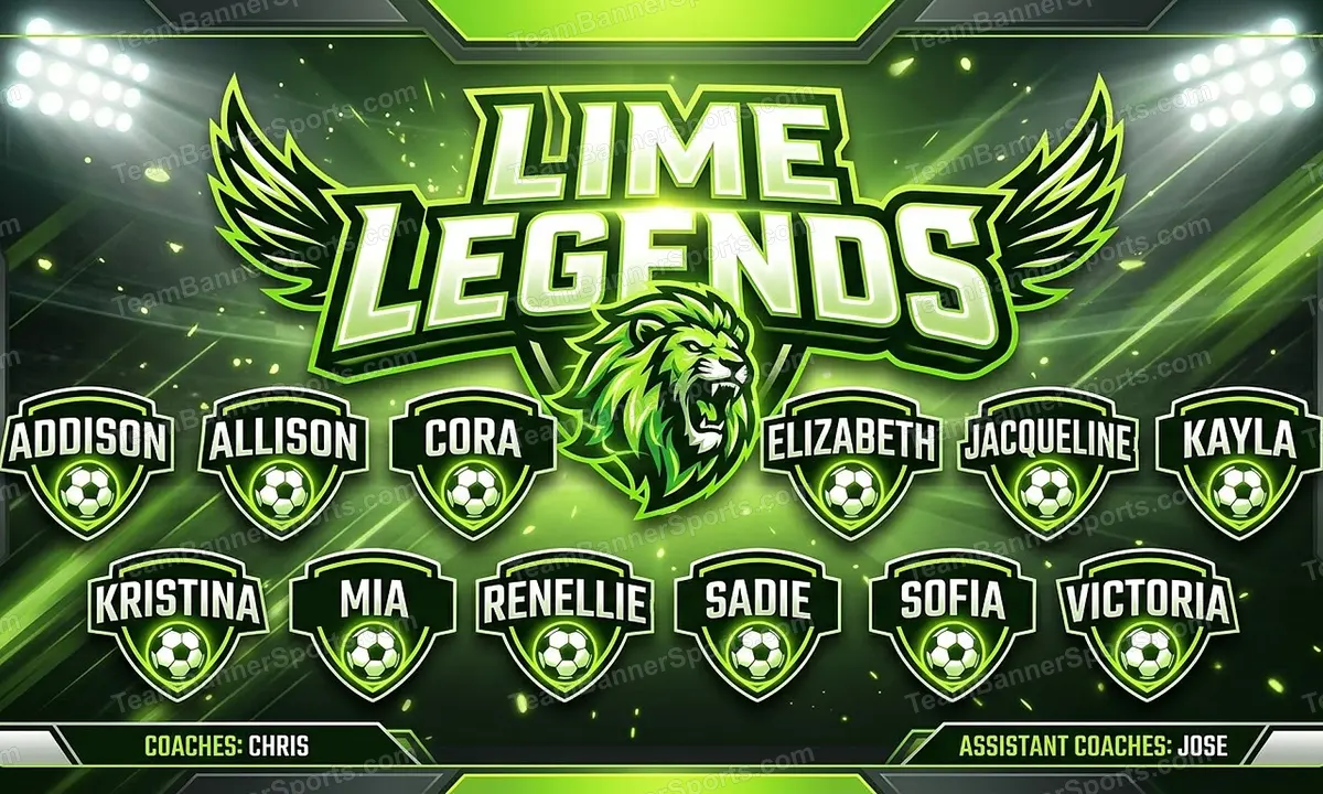 Lime Legends soccer team banner created with AI
