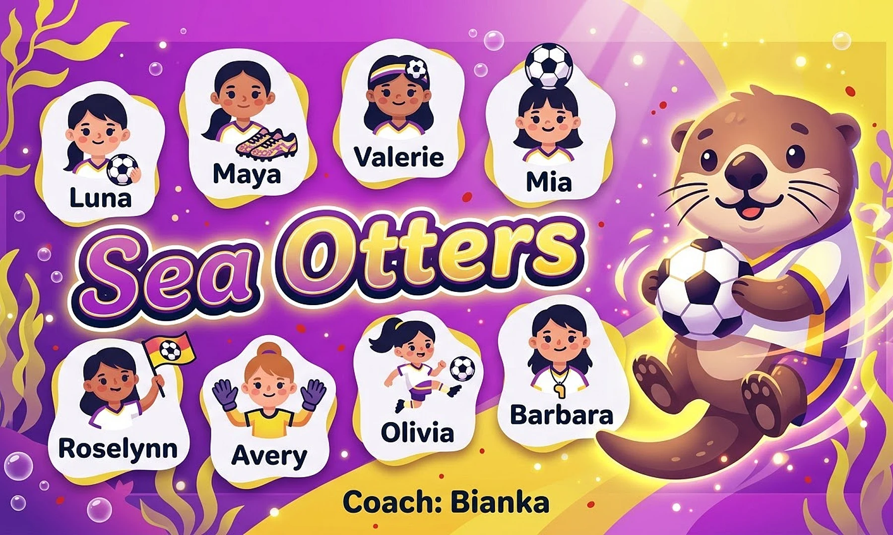 Sea Otters soccer team banner created with AI