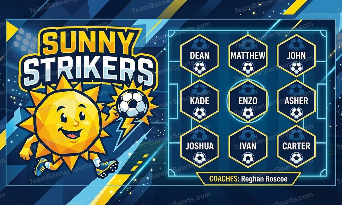 Sunny Strikers soccer team banner created with AI