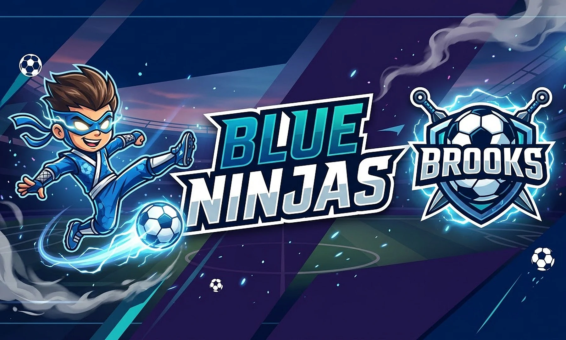 Blue Ninjas soccer team banner created with AI