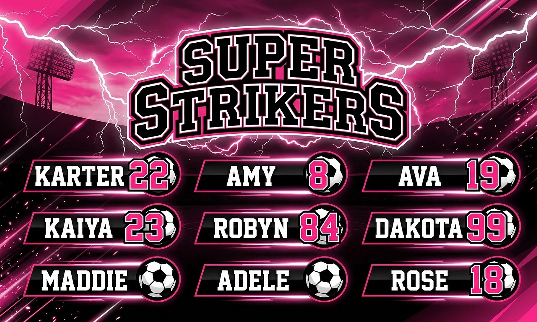 Super Strikers soccer team banner created with AI