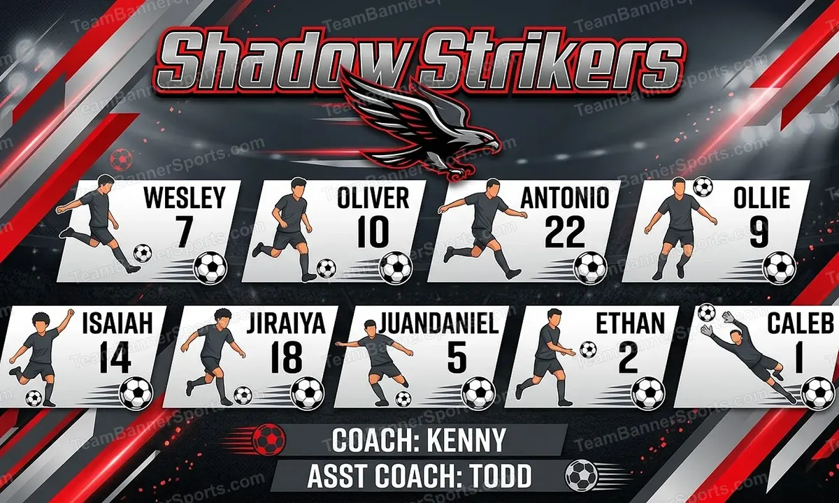 Shadow Strikers soccer team banner created with AI