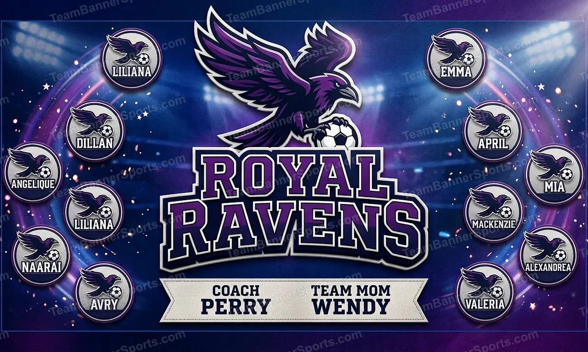 Royal Ravens soccer team banner created with AI